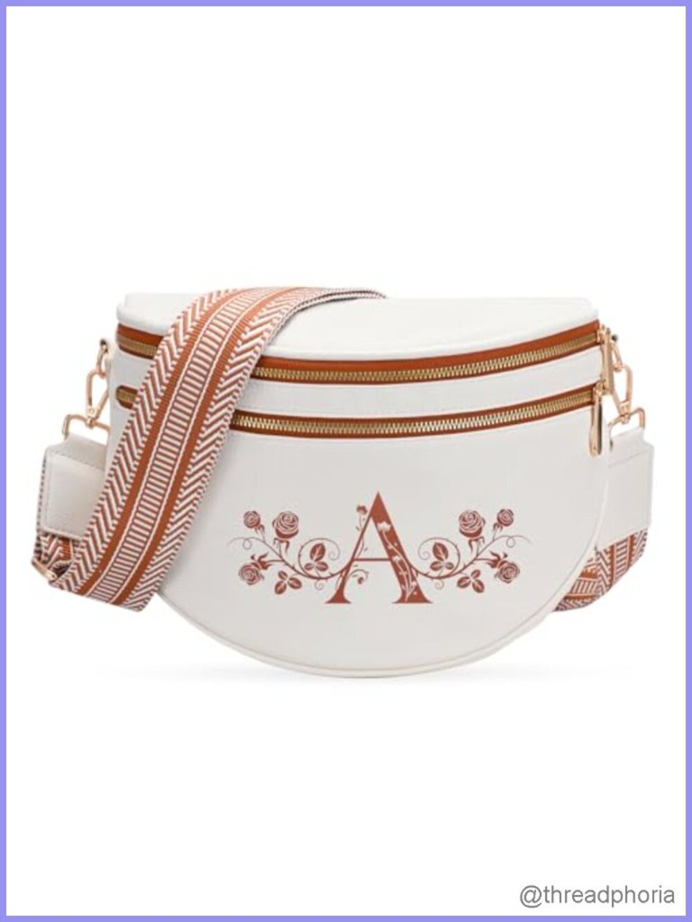 Personalized Initial PU Leather Crossbody Bum Bag for Women